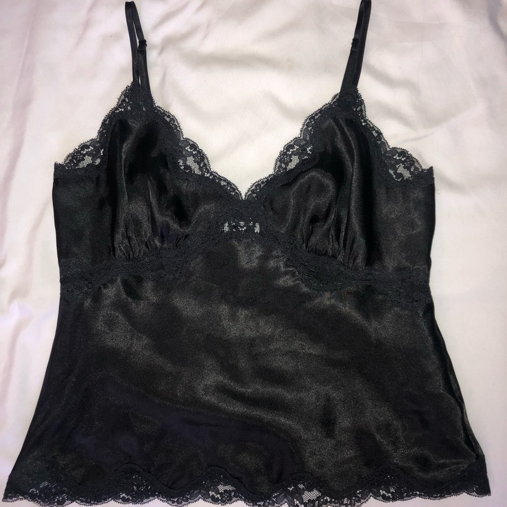 Vintage Lasenza Lingerie Silk Lace Camisole Black